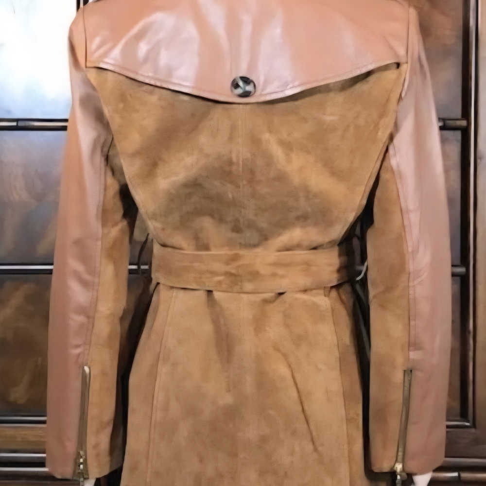 IMAN Tan Double-Breasted Trench Coat - Picture 2 of 2